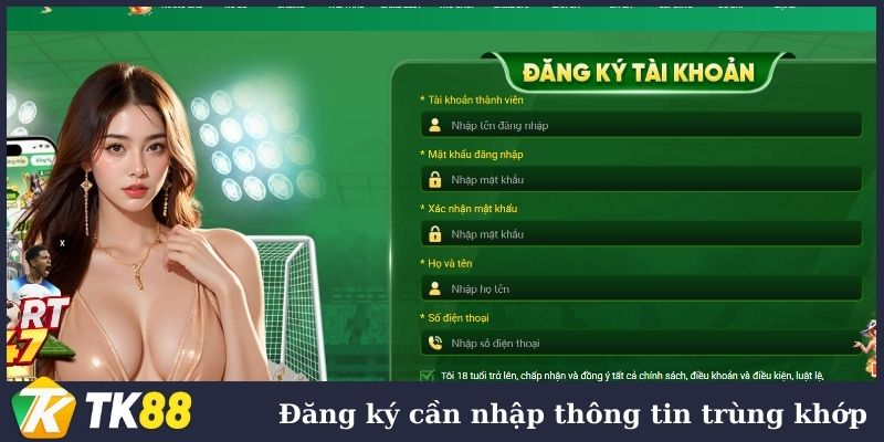 Đăng ký TK88 nhập họ tên đúng chuẩn 